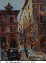 Via Dei Coronari-Rome, Oil on Canvas